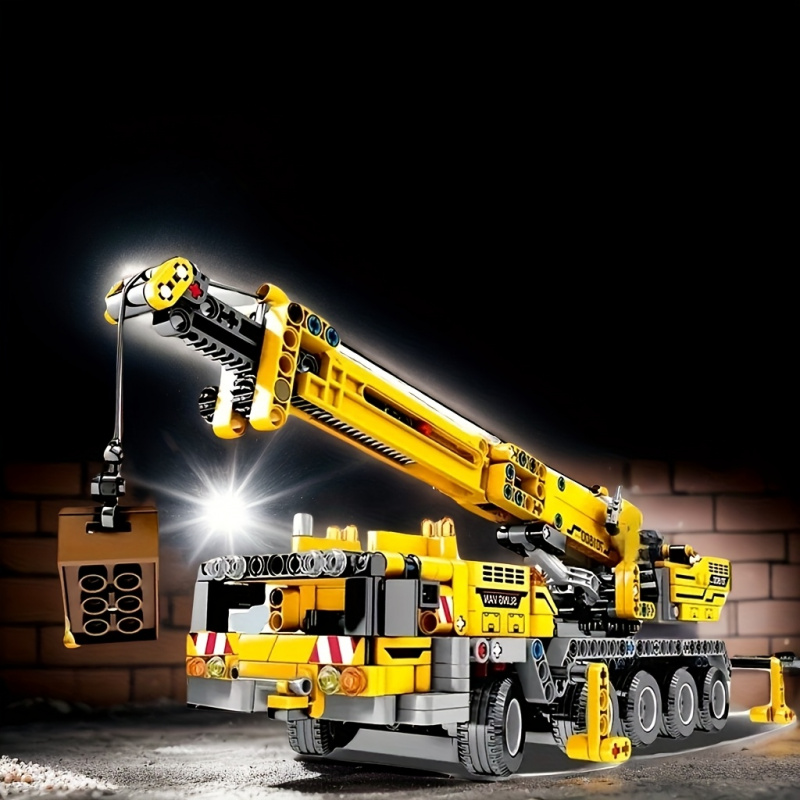 Heavy Equipment Lego - Yellow Telescopic Crane Building Blocks Set,