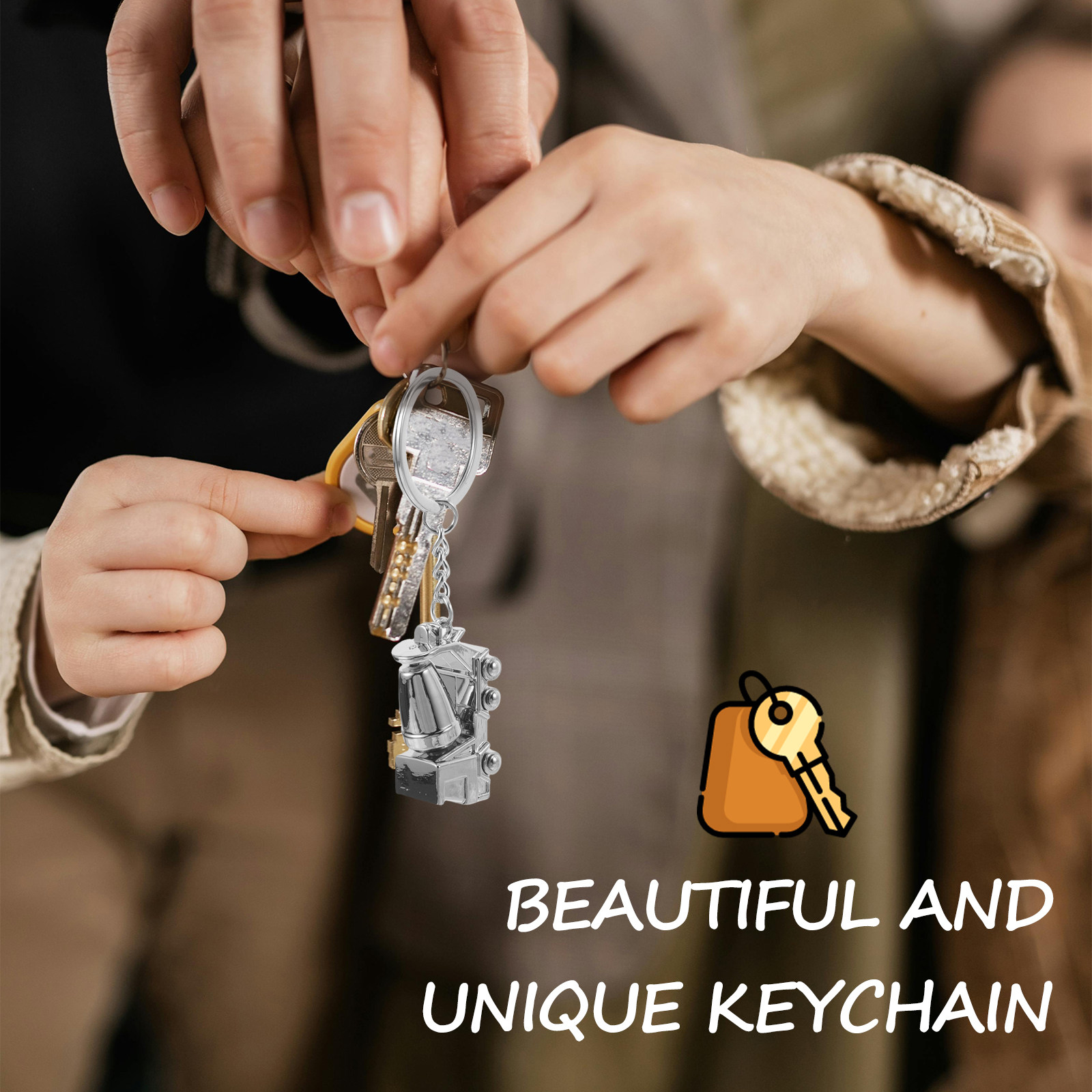 Vehicle Heavy Equipment - Alloy Keychain 3D Mixer Truck Construction